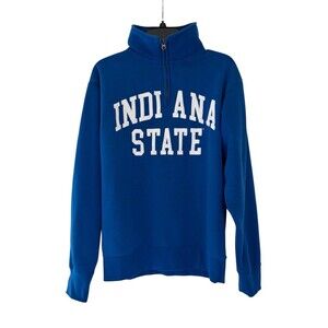 Indiana State Pullover Unisex Size Small  1/4 ZIP Blue with White Letters